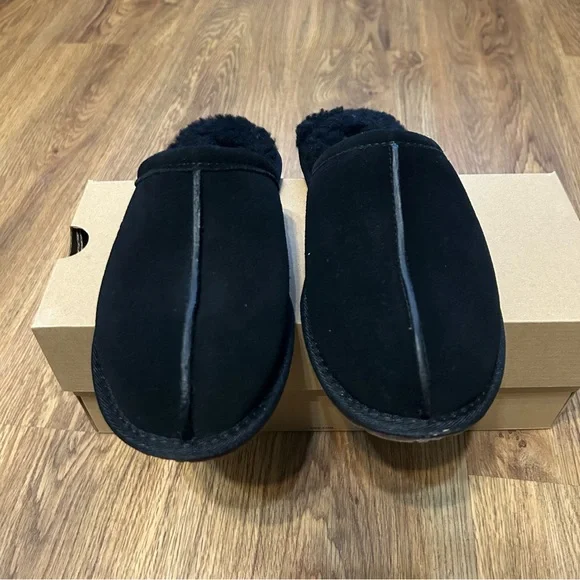 UGG black suede wool slippers slides slip on shoes women’s 8 new in box - Picture 7 of 9